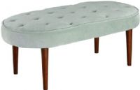 Linon 36116SBLU01U Elegance Bench, Spa Blue; Ideal for providing seating to any bedroom, living space or entry area; Upholstered in a lavender microfiber fabric, the bench has straight lined dark walnut finished legs; Oval shaped seat has a plush cushioned top for comfort and is accented with tufting for an added detail; UPC 753793935317 (36116-SBLU01U 36116SBLU-01U 36116-SBLU-01U) 