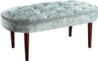 Linon 36116SIL01U Elegance Bench, Silver; Ideal for providing seating to any bedroom, living space or entry area; Upholstered in a lavender microfiber fabric, the bench has straight lined dark walnut finished legs; Oval shaped seat has a plush cushioned top for comfort and is accented with tufting for an added detail; UPC 753793935324 (36116-SIL01U 36116SIL-01U 36116-SIL-01U) 