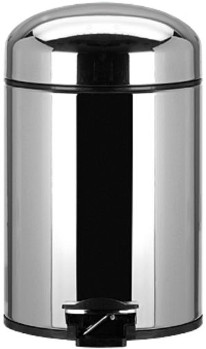 Brabantia 361203 Retro Bin, 5 Litre Garbage Trash Bin with Typical Domed Lid for Bathroom and Kitchen, Brilliant Steel, Odour proof and silent closing, Easy to clean, corrosion resistant, Sturdy grip, Plastic base (361203 361 203 361-203 3612-03)