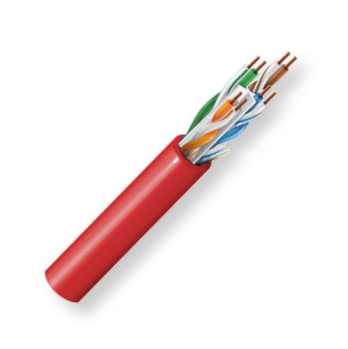 BELDEN3613002A1000, Model 3613, 23 AWG, 4-Unbonded-Pair, U/UTP-Unshielded CAT6A+ Cable; Red Color; Plenum-CMP-Rated; Premise Horizontal cable; 23 AWG solid bare copper conductors; Dual FRPO/FEP insulation; Patented X-spline Center Member; Ripcord; Flamarrest PVC jacket; UPC 612825145738 (BELDEN3613002A1000 WIRE CONDUCTORS TRANSMISSION CONNECTIVITY)