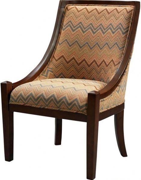 Linon 36251BAR-01-KD-U Carnegie Chair, Brown Chevron Fabric, Dark Brown finished legs, Sturdy hardwood construction, Plush padded seat for extra comfort, Swooping sides, 250 lbs Weight Limit, 24.75