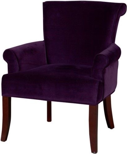 Linon 36261PRP01U Calla Chair, Dark Purple; Chic and stylish, has a sleek, curvy design that will add elegance to any area of your home; Microfiber upholstery is accented by Dark Espresso legs; Ultra plush seat and back adds long lasting comfort to the piece; Perfect for a range of decor styles; UPC 753793936949 (36261-PRP01U 36261PRP-01U 36261-PRP-01U)