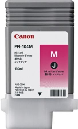 Canon 3631B001AA Model PFI-104M Dye Magenta 130ml Ink Tank for use with imagePROGRAF iPF650, iPF655, iPF750, iPF755, iPF760 and iPF765 Large Format Printers, New Genuine Original OEM Canon Brand, UPC 013803109382 (3631-B001AA 3631B-001AA 3631B001A 3631B001 PFI104M PFI 104M PFI-104)
