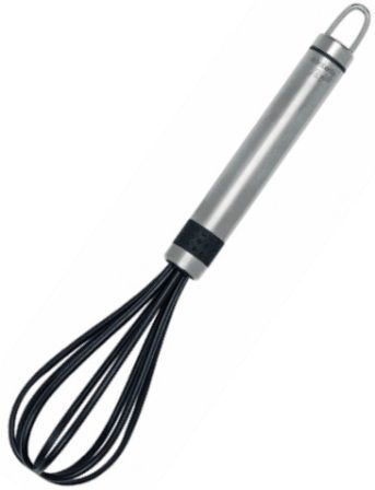 Brabantia 363801 Profile Line Whisk Small, Non-stick, Small size - ideal for whisking in cups and small bowls, Smooth forms in resilient plastic - no damage to non stick cookware, Durable - made of high-grade, heat resistant nylon (max. 220C), Easy to clean - dishwasher proof, Grips made of stainless steel, Hanging loop - easy to store, Matching hanging rack available (363-801 363 801)