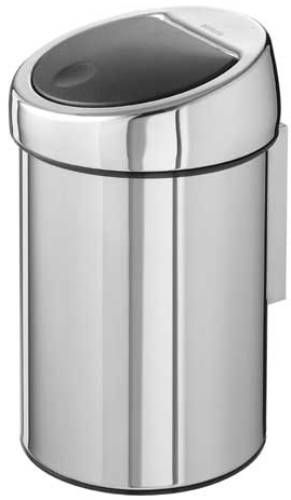 Brabantia 363962 Touch Bin, 3 litre Perfect for bathroom and toilet - Brilliant Steel,  Soft opening mechanism - lid opens silently with one touch (363962 363-962 363 962 3639-62)