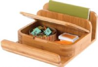 Safco 3642NA Bamboo Small Organizer, Natural; Provides superb storage for pens, pencils, paper and binder clips and other small desk necessities; Can hold personal items such as keys or a cell phone or desk supplies that are frequently needed; Dimensions 8"w x 10"d x 4" h; Weight 2 lbs. (3642-NA 3642N 3642 NA) 