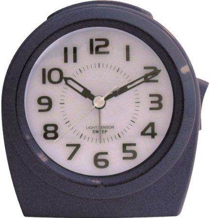 Elgin 3675E Battery-Operated Analog Alarm Clock, Accurate Quartz movement, Green illuminated face dial, Blue backlight on command, Automatically illuminates in dark environment, Repeating snooze and ascending alarm, Sweep second hand, Requires 1 