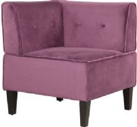 Linon 36820VIO01U Corner Chair; Add bold, unique style to a bedroom or living space; Fun, contemporary design has dark espresso finished legs and is upholstered in a violet microfiber that has a subtle diamond pattern; Button tufted back and edges piping adds an extra layer of eyecatching details; 275 lbs weight capacity; UPC 753793935928 (36820-VIO01U 36820VIO-01U 36820-VIO-01U) 