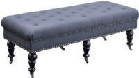 Linon 368253CHAR01U Isabelle Bench 50"; Evoking elegance, has a timeless design that will easily complement traditional and transitional homes; Upholstered in a Charcoal Linen fabric, the bench is accented with designer details such as silver nailheads and black finished legs; Plush top makes sitting comfortable; UPC 753793935676 (368253-CHAR01U 368253CHAR-01U 368253-CHAR-01U) 