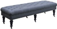 Linon 368254CHAR01U Isabelle Bench 62"; Evoking elegance, has a timeless design that will easily complement traditional and transitional homes; Upholstered in a Charcoal Linen fabric, the bench is accented with designer details such as silver nailheads and black finished legs; Plush top makes sitting comfortable; UPC 753793935744 (368254-CHAR01U 368254CHAR-01U 368254-CHAR-01U) 