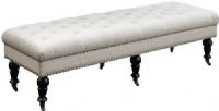 Linon 368254NAT01U Isabelle Bench 62"; Evoking elegance, has a timeless design that will easily complement traditional and transitional homes; Upholstered in a Natural Linen fabric, the bench is accented with designer details such as burnished bronze nailheads and dark espresso finished legs; Plush top makes sitting comfortable; UPC 753793935768 (368254-NAT01U 368254NAT-01U 368254-NAT-01U) 