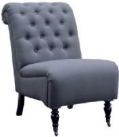 Linon 368255CHAR01U Cora Charcoal Roll Back Tufted Chair; Exuding sophistication, has a timeless design that will easily complement traditional and transitional furnishings; Upholstered in a Charcoal Linen fabric, the chair is accented with designer details such as silver nailheads, black finished decorative legs and a tufted back; UPC 753793935782 (368255-CHAR01U 368255CHAR-01U 368255-CHAR-01U) 