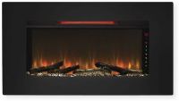 ClassicFlame 36II100GRG Elysium Wall Hanging Electric Fireplace 36"; Black; 5,200 BTU heater provides supplemental zone heating for up to 1,000 square feet to help you save money; The infrared quartz heat helps to maintain the natural humidity in the air, resulting in comfortable heat without drying out the room’s air; UPC 611768070541 (36II100GRG 36II100-GRG 36-II100GRG 36II-100-GRG 36II100GRGELYSIUM FIREPLACE-36II100GRG) 