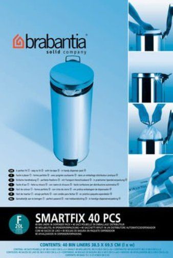Brabantia 370724 Bin liners, 20 Liter slimline Dispenser, 40 bags/dispenser, 9 dispensers per box, 360 bags total (370724 370-724 370 724 3707-24)