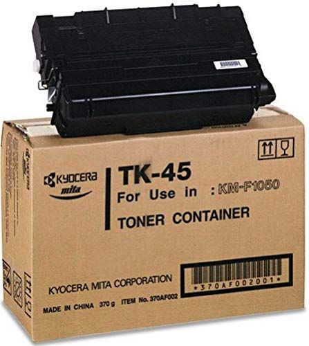 Kyocera 370AF002 Model TK-45 Black Toner Cartridge For use with Kyocera KM-F1050 Fax Machine, Up to 12000 Pages Yield at 5% Average Coverage, UPC 708562452670 (370-AF002 370A-F002 370AF-002 TK45 TK 45)