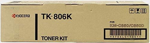 Kyocera 370AL011 Model TK-806K Black Toner Kit For use with Kyocera KM-C408, KM-C850 and KM-C850D Color Laser Printers; Up to 25000 Pages Yield at 5% Average Coverage; UPC 700580347594 (370-AL011 370A-L011 370AL-011 TK806K TK 806K)