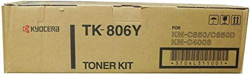 Kyocera 370AL311 Model TK-806Y Yellow Toner Kit For use with Kyocera KM-C408, KM-C850 and KM-C850D Color Laser Printers; Up to 10000 Pages Yield at 5% Average Coverage; UPC 708562153331 (370-AL311 370A-L311 370AL-311 TK806Y TK 806Y)