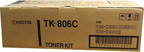 Kyocera 370AL511 Model TK-806C Cyan Toner Kit For use with Kyocera KM-C408, KM-C850 and KM-C850D Color Laser Printers; Up to 10000 Pages Yield at 5% Average Coverage; UPC 785525564199 (370-AL511 370A-L511 370AL-511 TK806C TK 806C)