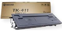 Kyocera 370AM011 Model TK-411 Black Toner Kit For use with Kyocera KM-1620, KM-1635, KM-1650, KM-2020 and KM-2050 Multifunction Printers; Up to 15000 Pages Yield at 5% Average Coverage; Includes 2 Waste Toner Containers and Grid Cleaner; UPC 632983011423 (370-AM011 370A-M011 370AM-011 TK411 TK 411) 