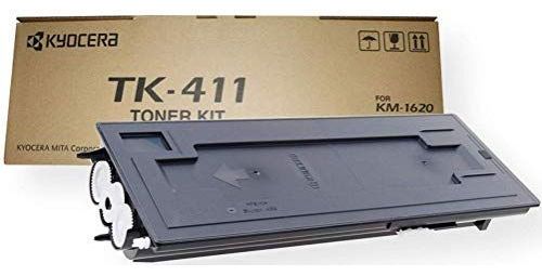 Kyocera 370AM011 Model TK-411 Black Toner Kit For use with Kyocera KM-1620, KM-1635, KM-1650, KM-2020 and KM-2050 Multifunction Printers; Up to 15000 Pages Yield at 5% Average Coverage; Includes 2 Waste Toner Containers and Grid Cleaner; UPC 632983011423 (370-AM011 370A-M011 370AM-011 TK411 TK 411)