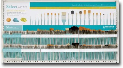 Princeton 3750AW72D Select Artiste, 72 SKU Brush Display Assortment (Wall); Unique shapes that offer endless possibilities for artists; Matte aqua painted handles; Nickel-plated brass ferules; For use with acrylic, watercolor, and oil paint; Perfect for painting, staining, and glazing; UPC PRINCETON3750AW72D (PRINCETON3750AW72D PRINCETON 3750AW72D 3750 AW72D 3750AW 72D 3750-AW72D 3750AW-72D)