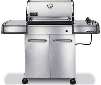 Weber 3770001 Model Genesis S-310 Gas Grill, 3 Stainless Steel Burners, 42,000 BTU-per-hour input, Electronic Crossover ignition system, 7mm diameter stainless steel rod cooking grates, Stainless steel Flavorizer bars (377-0001 3770-001 S310 S 310)