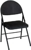 Cosco 37975TMS4E Comfort XL Folding Chair, Black Fabric (4-pack); Make a big impression with our deluxe oversized chairs; Fabric padded seat and back and larger seating area for maximum comfort; Thirty-eight percent larger overall with a thriteen percent larger seat, provides just what its name entails; UPC 044681377075 (37975-TMS4E 37975 TMS4E 37975TMS4) 