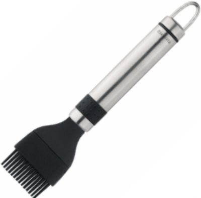 Brabantia 380006 Profile Line Small Silicone Pastry Brush, For buttering baking tins and glazing cakes, Hygienic and easy to clean, Flexible, heat-resistant silicone brush (max 280C/536F), Matching hanging rack available - all kitchen tools always within reach, Dimensions (LxHxW) 18 x 4 x 1.5cm (380-006 380 006)