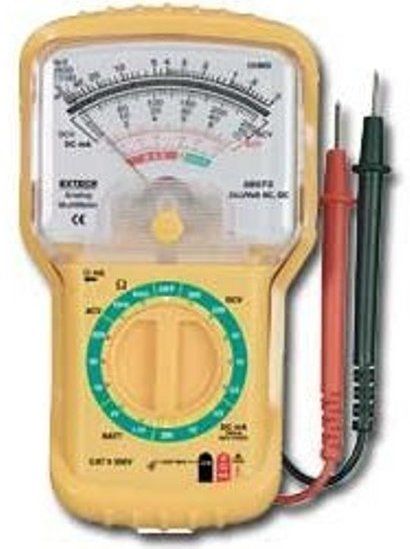 Extech 38073 Mini Analog MultiMeter, Measure AC/DC Voltage, DC Current, Resistance and Decibel, 5% full scale accuracy, Battery test on 9V and 1.5V batteries, Complete with protective holster, test leads and 1.5V AA battery, Analog Continuous Display, 10 hours Continuous Battery life, 500mA, 250V fast acting Fuses, UPC 793950380734 (38 073 38-073 38073) 