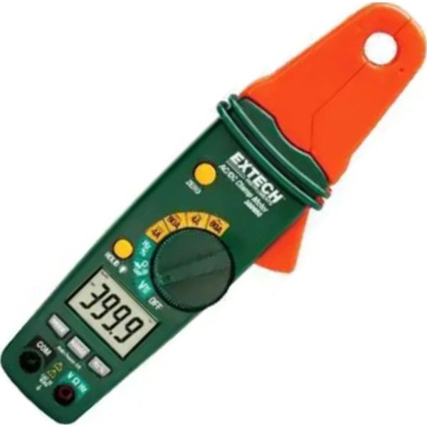 Extech 380950 Mini AC/DC Clamp Meter 80A, 4000 count LCD display, 4A range with 1mA resolution for accurate low current measurements, Jaw opens to 0.5