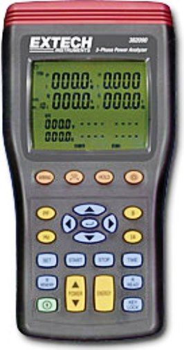 Extech 382091 Three-Phase 1000A Power Analyzer/Datalogger (50 Hz), Four clamps for power measurements on single phase, 3-phase/3-wire or 3-phase/4-wire systems, Large backlighting LCD displays 10 parameters simultaneously, Clamp-on True RMS power measurements with software for Harmonics analysis, UPC 793950380918 (382-091 382 091)