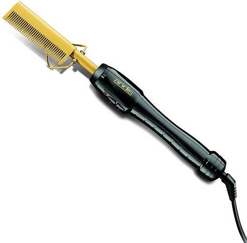 Andis 38300 Model CI-4P High Heat Gold Ceramic Press Comb, Gloss Black; Gold Ceramic Press Comb smoothes and softens all hair types, straightens unruly hair; Ceramic coating preserves moisture, creating incredible luster and shine; 450F professional high heat; 20 variable heat settings with fast, 30-second h eat-up; Auto shut-off for added safety; UPC 040102383007 (38-300 383-00 CI4P)
