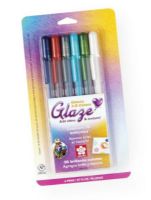 Glaze 38371 3D Glossy Pen 6-Pack; Pen offers 3-D raised lines and glossy lettering; Perfect for rubber-stampers, scrapbookers who want to create a 3-D, raised effect on any nonporous surface; AP non-toxic and water resistant; Set includes 6 pens: Sepia, Turquoise, White, Gray, Hunter Green, Royal Blue; Colors subject to change; Shipping Weight 0.2 lb; Shipping Dimensions 7.5 x 5.00 x 0.5 in; UPC 053482383710 (GLAZE38371 GLAZE-38371 38371 LETTERING) 