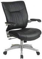 Office Star 3900 Space Collection Deluxe Leather Managers Chair with Cantilever Arms and Platinum Finish Base, Adjustable Headrest, 2-to-1 Synchro Tilt Control with Adjustable Tilt Tension and Tilt Lock, Deluxe Charcoal Mesh Fabric, 21.5W x 21D x 4.5T Seat Size, 21.5W x 23H x 2T Back Size, 20.5" Arms Max Inside (39-00 39 00)  