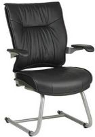 Office Star 3905 Space Collection Deluxe Leather Visitors Chair with Cantilever Arms and Platinum Finish Base, 21.5W x 21D x 4.5T Seat Size, 21.5W x 23H x 2T Back Size, 20.5" Arms Max Inside, Thick Padded Contour Seat and Back with Built-in Lumbar Support, Top Grain Leather, Cantilever Arms with Soft PU Pads (39-05 39 05)  