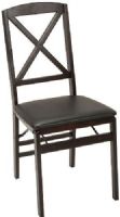 Cosco 39237ESP2E Wood Folding Chair with Vinyl Seat & X-Back (2-pack), Espresso; Fabric seat is stylish and sturdy, you may not want to put it in the closet; Frame is made of solid wood construction; Seat lifts for an easy fold so you can store away easily when not in use; Front and rear supports provide extra stability; UPC 044681390616 (39237-ESP2E 39237 ESP2E 39237ESP2) 
