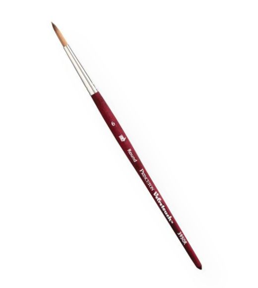 Princeton 3950R6 Velvetouch Synthetic Mixed Media Round 6 Brush; Luxe-blend synthetics for the best performance; Includes Velvetouch handles for ultimate comfort; The multi-filiament blend varies by brush style for maximum performance and excellent color-holding capacity; Precision tapering for fine point and spring; Nickel-plated brass ferule; For oil, acrylic, and watercolor paints; Round 6 Brush; UPC 757063395337 (PRINCETON3950R6 PRINCETON-3950R6 VELVETOUCH-3950R6 ARTWORK)