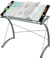Safco 3966TG Xpressions Drafting Table with Tempered Glass Top, Has an adjustable angle so you can be creatively comfortable, Powder Coat Paint/Finish, Worksurface Height 31 1/2"Worksurface Dimensions 35 1/4"w x 23 1/2"h, Tempered Glass/Steel (Base) Materials, Frame Metallic Gray, Pencil Guard, Included Tools Required, Dimensions 40 3/4"w x 23 3/4"d x 31 1/2"h, Weight 42 lbs. (3966-TG 3966T 3966 TG) 