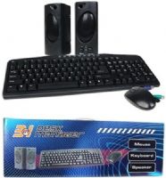Generic 3IN1DMKIT-BLK-N Desk Manager 3-Piece PS/2 Keyboard, Scroll Mouse & Powered Speakers Kit, Black, PS/2 interface, Fold-out feet at rear for tilting up keyboard as desired, 107-key Windows 98 keyboard, with 9 additional Internet, Multimedia Keys, 3-button design (wheel acts as middle button), UPC 810884008067 (3IN1DMKITBLKN 3IN1DMKIT-BLKN 3IN1DMKIT-BLK 3IN1DMKIT) 
