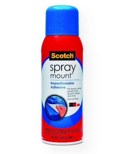 Scotch 6065 Spray Mount Spray Adhesives 10.25 oz; Repositionable adhesive becomes permanent when dry; This pH neutral, one-surface adhesive is excellent for short term bonding for making layouts, keylining, creating package designs, photo composition work, and negative preparation; Translucent, non-wrinkling, with quick tack and low soak-in; UPC 212003006082 (3M6065 3M-6065 SPRAY-MOUNT-6065 SCOTCH-SPRAY-MOUNT-6065 ADHESIVE)