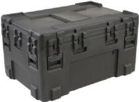 SKB 3R4530-24B-L Roto Military-Standard Waterproof Case 24" Deep - with Layered Foam, ATA rated, Latch Closure Type, Polyethylene Materials, Interior Contents Layered Foam, Side Handle Carry/Transport Options, 18.8 ft³ Interior Cubic Volume, 45" L x 30" W x 24" D Interior Dimensions, Resistant to impact damage, Accepts optional caster kit, Waterproof and dust tight design, UPC 789270453036, Black Finish (3R453024BL 3R4530-24B-L 3R4530 24B L) 