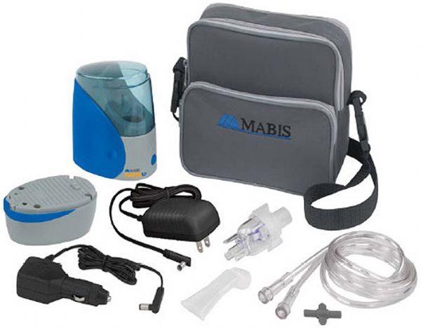 Mabis 40-136-000 NEB XP Portable Handheld Compressor Kit - Deluxe COMBO, Portable, handheld compressor for both adults and children, Maximum output of 36 psi, Lightweight at only 12.3 oz (great for vacation), Clear cover, Nebulizer, Angled mouthpiece, 7