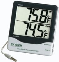 Extech 401014 Big Digit Indoor/Outdoor Thermometer, Large LCD displays 1"-25mm digits for indoor/outdoor temperature, 14 to 140°F Indoor Range, -58 to 158°F Outdoor Range, ±1.8°F /1°C accuracy and 0.1°F/°C resolution, Approx. 9'-3m Sensor cable length, UPC 793950410141 (401014 401-014 401 014) 