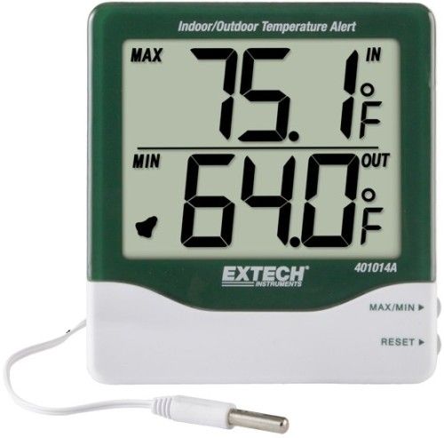 Extech 401014A Big Digit Indoor/Outdoor Temperature Alert Indicator; Large LCD with Easy-to-read 1
