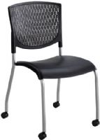Safco 4016BL Vio Guest Chair, Black; Designed with comfort in mind, this chair has a contoured seat with a waterfall edge and a fluid back for ventilation; 250 lbs. Weight Capacity; Seat Size 17" Plastic, 17 1/2" Upholstered; Back Size 18 1/2" x 14 1/2"; Dimensions 20"w x 22 1/2"d x 33"h; Weight 17 lbs. (4016-BL 4016B 4016 BL) 