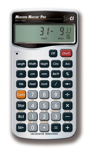 Calculated Industries 4020 Measure Master Pro, Feet-Inch-Fraction Calculator With Metric For Woodworkers, Linear, Area and Volume measurements; Square-up and Perimeter, Find Weight and Weight per Volume, Instant solutions for Circle Area, Circumference, Arcs and More, Board feet, Protective Hard Slide Cover (Calculated Industries4020 Calculated Industries 4020 Calculated Industries-4020)