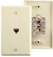 Leviton 40249-I Standard Telephone Wall Jack, Ivory, High-Impact Plastic Housing/Plate Material, Standard Wallplate Flush Mounting, 625B4 Wiring, 6P4C Position/Conductor, Screw Terminals, UL Standards and Certifications, UPC 078477277812 (40249I 40249 I) 