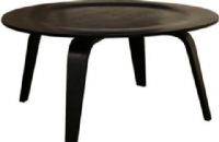Wholesale Interiors 4030-BLK Harper Mid-Century Black Modern Molded Plywood Coffee Table, Sturdy construction, Molded / bent plywood, Wood veneer, Moden style, Round shape, Sturdy bent plywood construction ensures years of durable use, Coffee table perfect for minimalist decors, Mid-century modern design, Mid-century modern design, UPC 847321000162 (4030BLK 4030-BLK 4030 BLK) 
