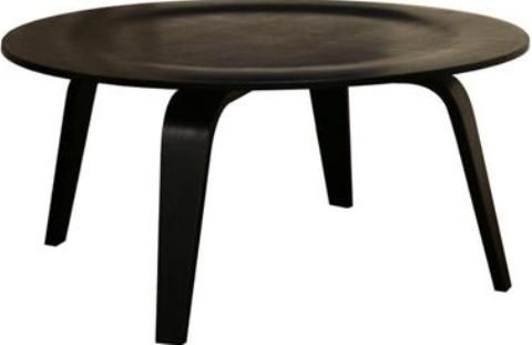 Wholesale Interiors 4030-BLK Harper Mid-Century Black Modern Molded Plywood Coffee Table, Sturdy construction, Molded / bent plywood, Wood veneer, Moden style, Round shape, Sturdy bent plywood construction ensures years of durable use, Coffee table perfect for minimalist decors, Mid-century modern design, Mid-century modern design, UPC 847321000162 (4030BLK 4030-BLK 4030 BLK)