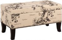 Linon 40454BOT01U Stephanie Ottoman Botanical Linen; Perfect for adding storage and seating to a bedroom, entry or hallway; Botanical patterned linen top and sides are accented by the dark black finished legs; Ample interior storage space keeps linens, toys, and more hidden, yet easily accessible; UPC 753793935966 (40454-BOT01U 40454BOT-01U 40454-BOT-01U) 